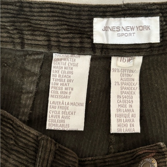 Jones New York Pants Sport Olive Green Y2K Corduroy 16W Plus Size Straight Leg - Picture 9 of 12